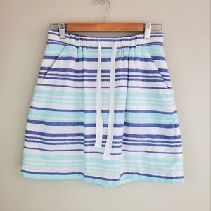 Gap Size XS Blue White Striped Tie Waist Linen Blend Lined Skirt With Pockets